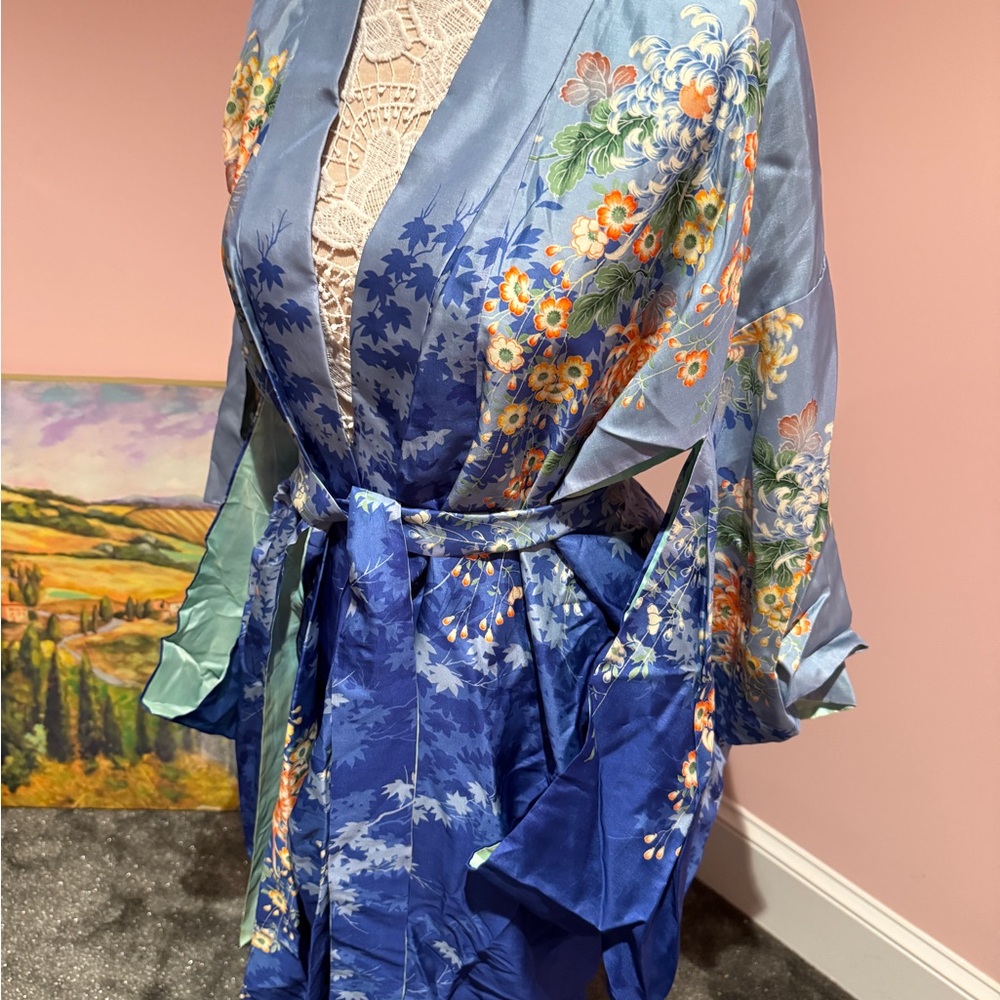 Vintage 60s raw silk kimono - Picture 3 of 4